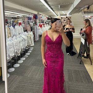 pink corset sparkle prom dress